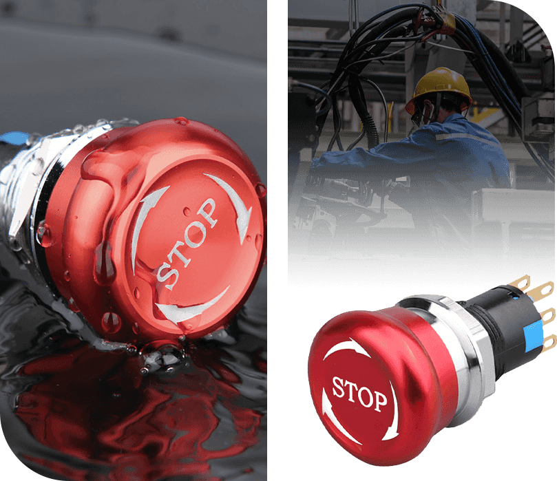 Botones pulsadores de parada de emergencia  Botones pulsadores de parada de emergencia
