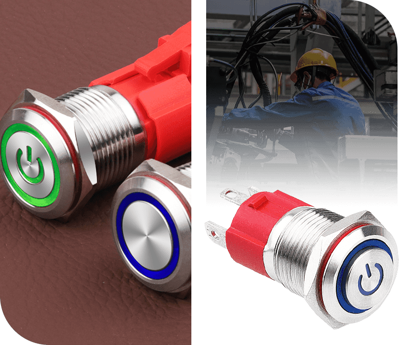 Interruptores pulsadores metálicos de alta corriente Interruptores pulsadores metálicos de alta corriente
