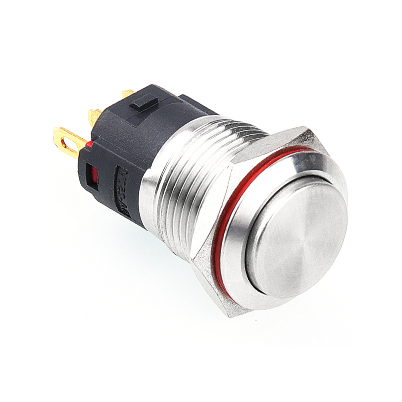 Interruptor de botón de acero inoxidable de 16 mm