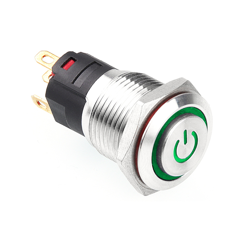 Interruptor de botón de acero inoxidable de 16 mm