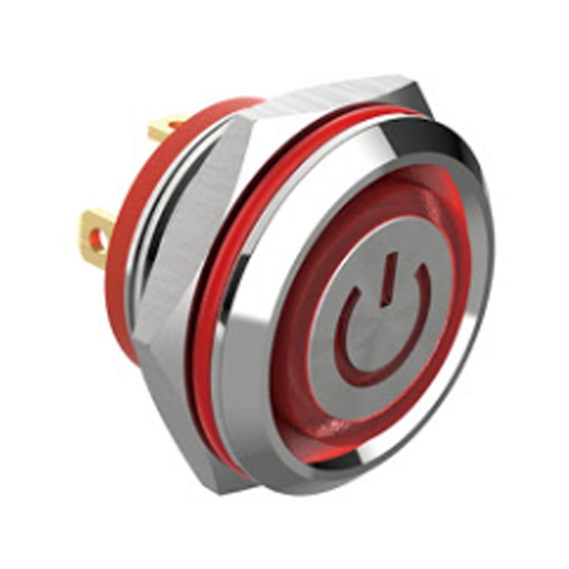 Interruptor de botón de metal momentáneo impermeable de carrera corta de 12 mm