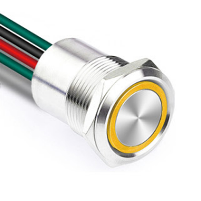 Interruptor de botón pulsador de metal impermeable completamente sellado de 16/19/22 mm