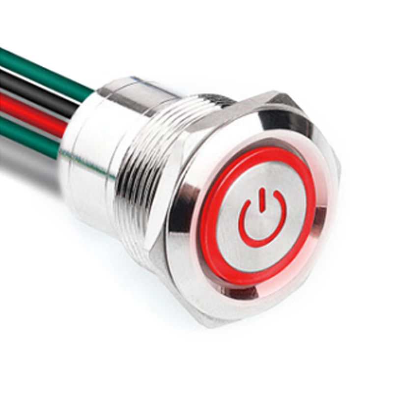 Interruptor de botón pulsador de metal impermeable completamente sellado de 16/19/22 mm