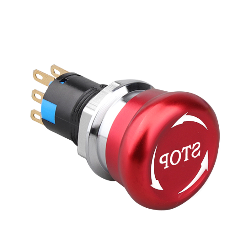 Interruptor de botón de parada de emergencia con cabeza de seta roja de 16/19/22 mm
